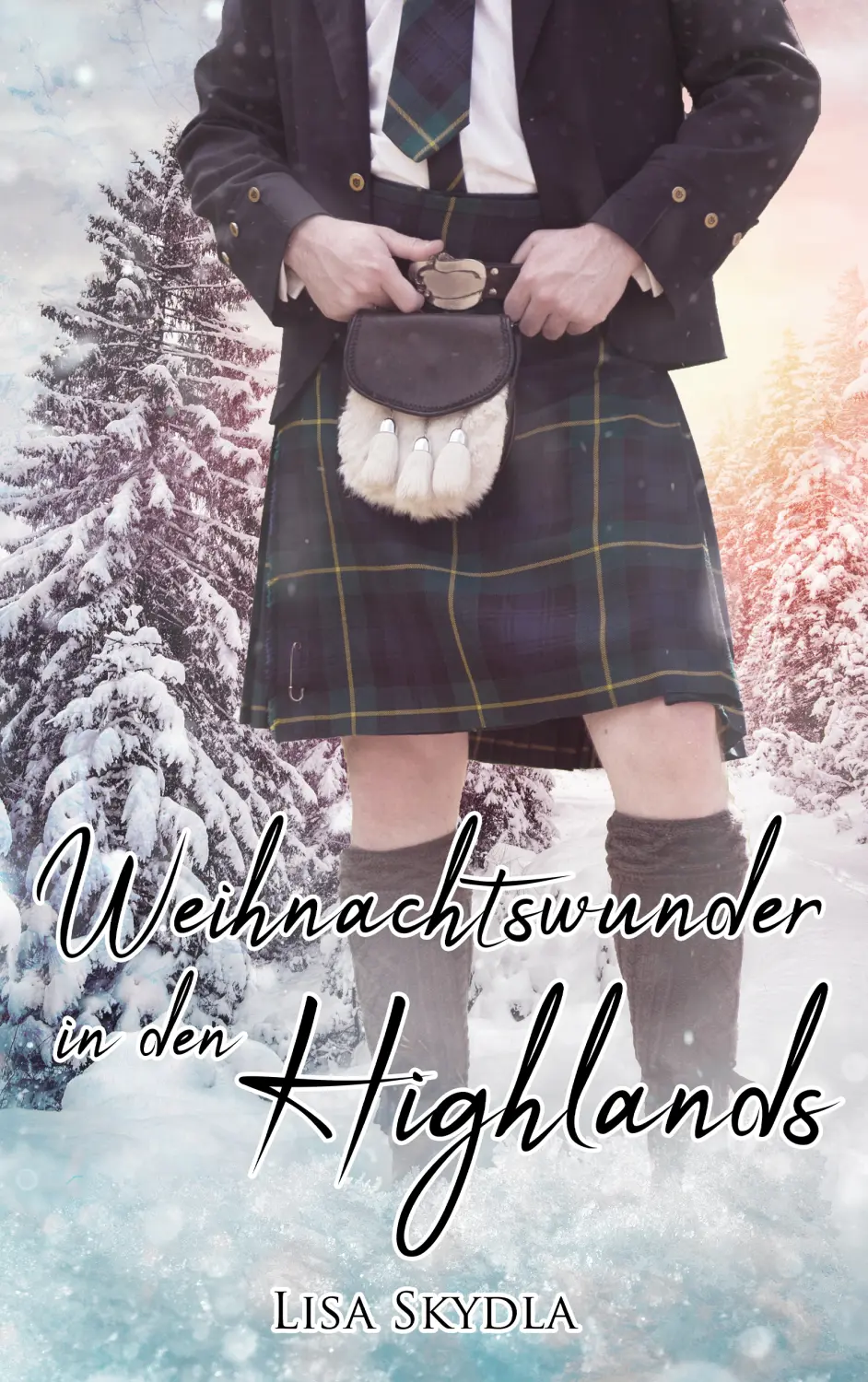 Ein Mädchen in einem Rock steht im verschneiten Buchcover